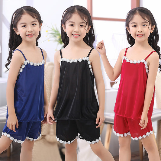 New Cute Girls' Sling Pajamas | Lightweight Summer Sleepwear for Kids
