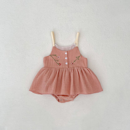 Personalized Princess Sling Romper | Embroidered Skirt Triangle Jumpsuit for Baby Girls