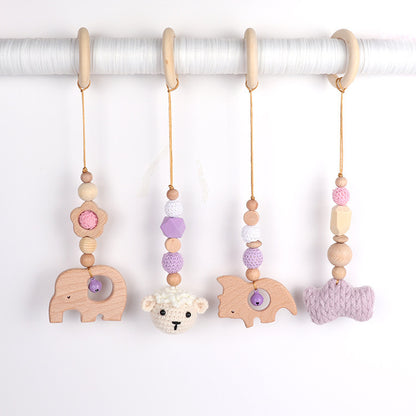 Beech Wood Animal Baby Rattle | Wooden Nursery Decor & Sensory Toy for Infants