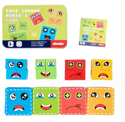 Wooden Expressions Matching Block Puzzle/ Emotion Recognition & Educational Brain Game
