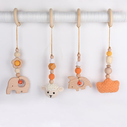 Beech Wood Animal Baby Rattle | Wooden Nursery Decor & Sensory Toy for Infants