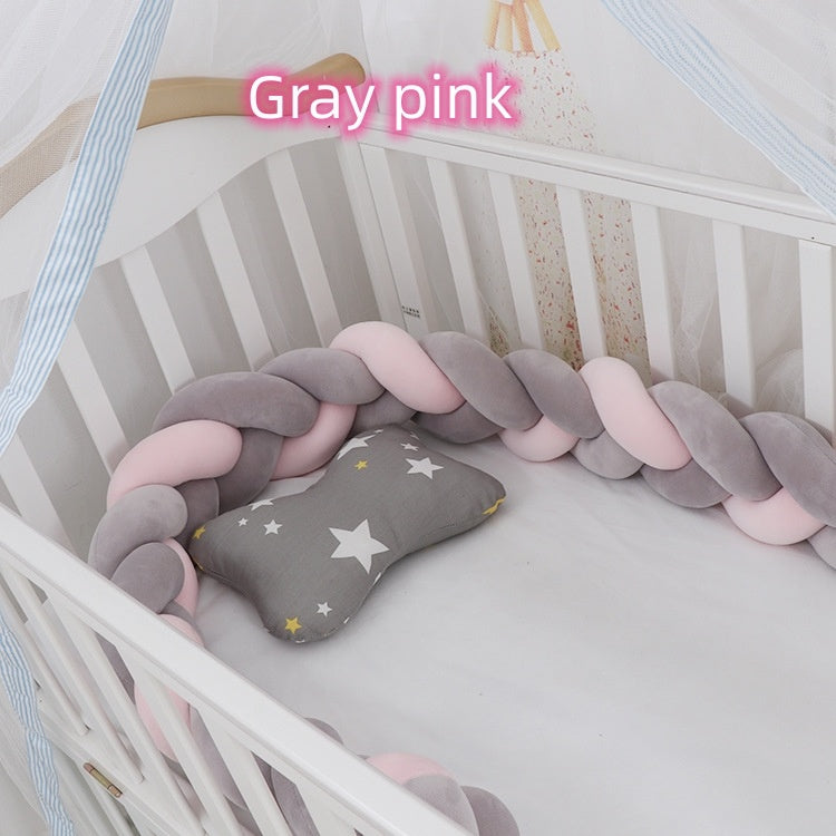 Soft Braided Crib Bumper – Infant Bed Safety Pillow & Nursery Decor