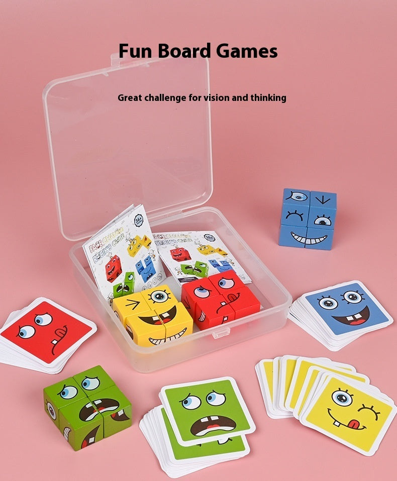 Wooden Expressions Matching Block Puzzle/ Emotion Recognition & Educational Brain Game